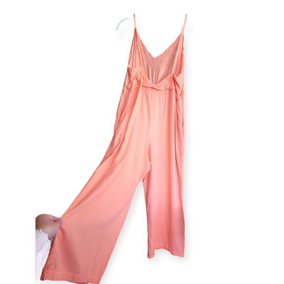 Free People sleeveless peach embroidered boho tie-waist Fonda jumpsuit | in S | - Picture 7 of 16